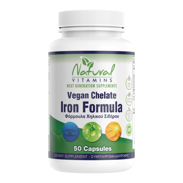 Vegan Natural Vitamins Iron Chelate Formula – Φόρμουλα Χηλικού σιδήρου για ευαίσθητο στομάχι